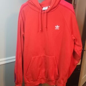 Adidas Bold Red Hoodie with Blue Accents